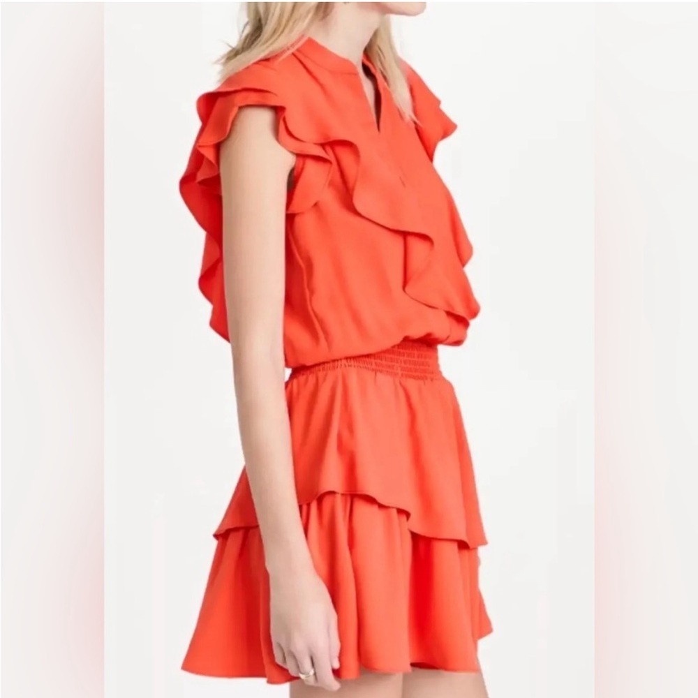 Amanda Uprichard Women’s Vareta Dress Ruffle Orange medium Mini - Picture 4 of 9